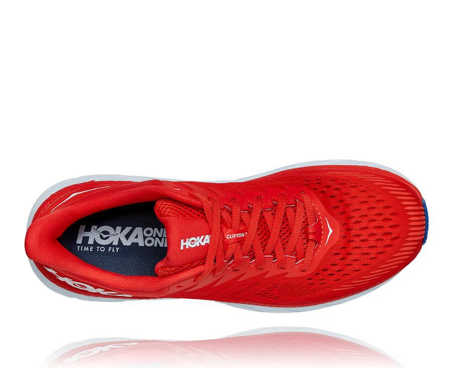 Hoka One One Clifton 7 Löparskor Herr - Röda/Vita - TFDRW-4937